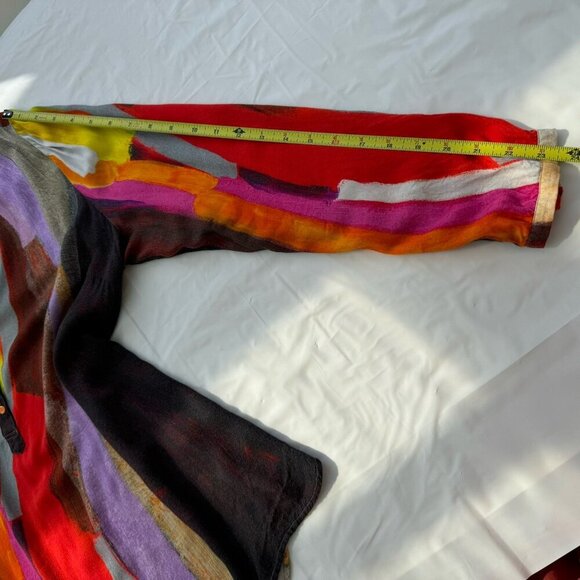 Claire Desjardins Art To Wear Colorful Tunic Blouse Long Sleeve Women's Size XXL - Picture 2 of 16